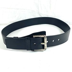 YSL Yves Saint Laurent Black Leather Belt 90-36